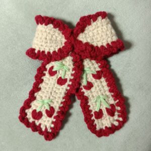 crochet cherry bow hair clip