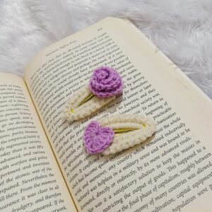 lavender rosette & heart baby hair clips